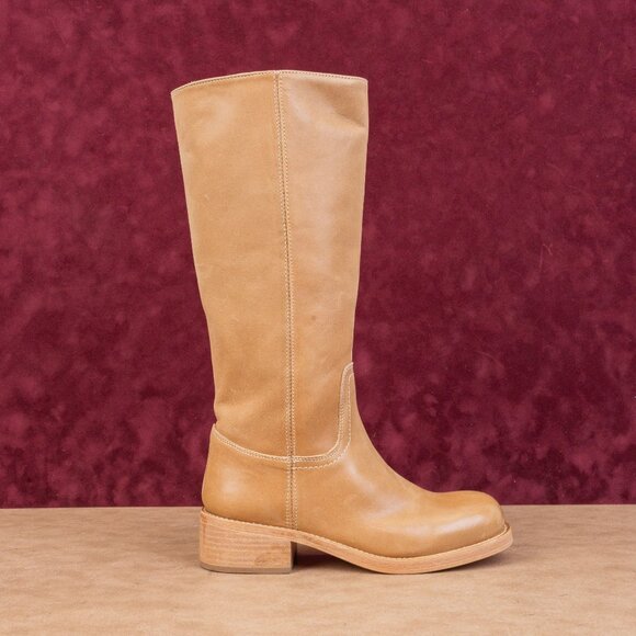 Steve Madden Women Riggs Tan Leather Square Toe Slip-on Knee Boots sz 6 - Picture 4 of 10